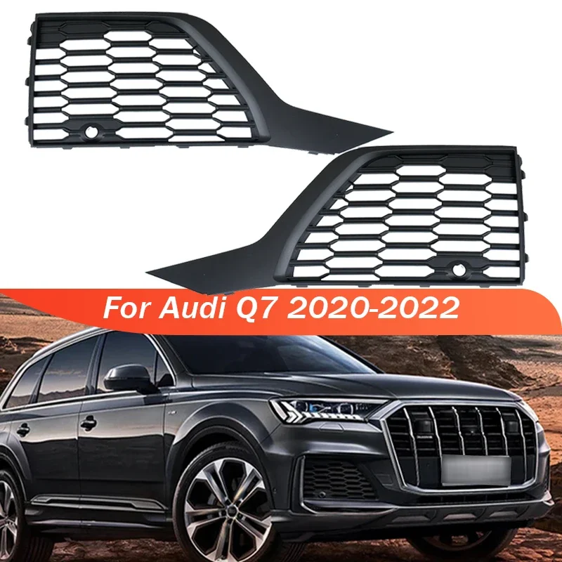 Car Front Insurance Fog Light Frame Black Fog Lamp Cover Grille For Audi Q7 2020-2024 Sedan 4M0890681B 4M0890682B