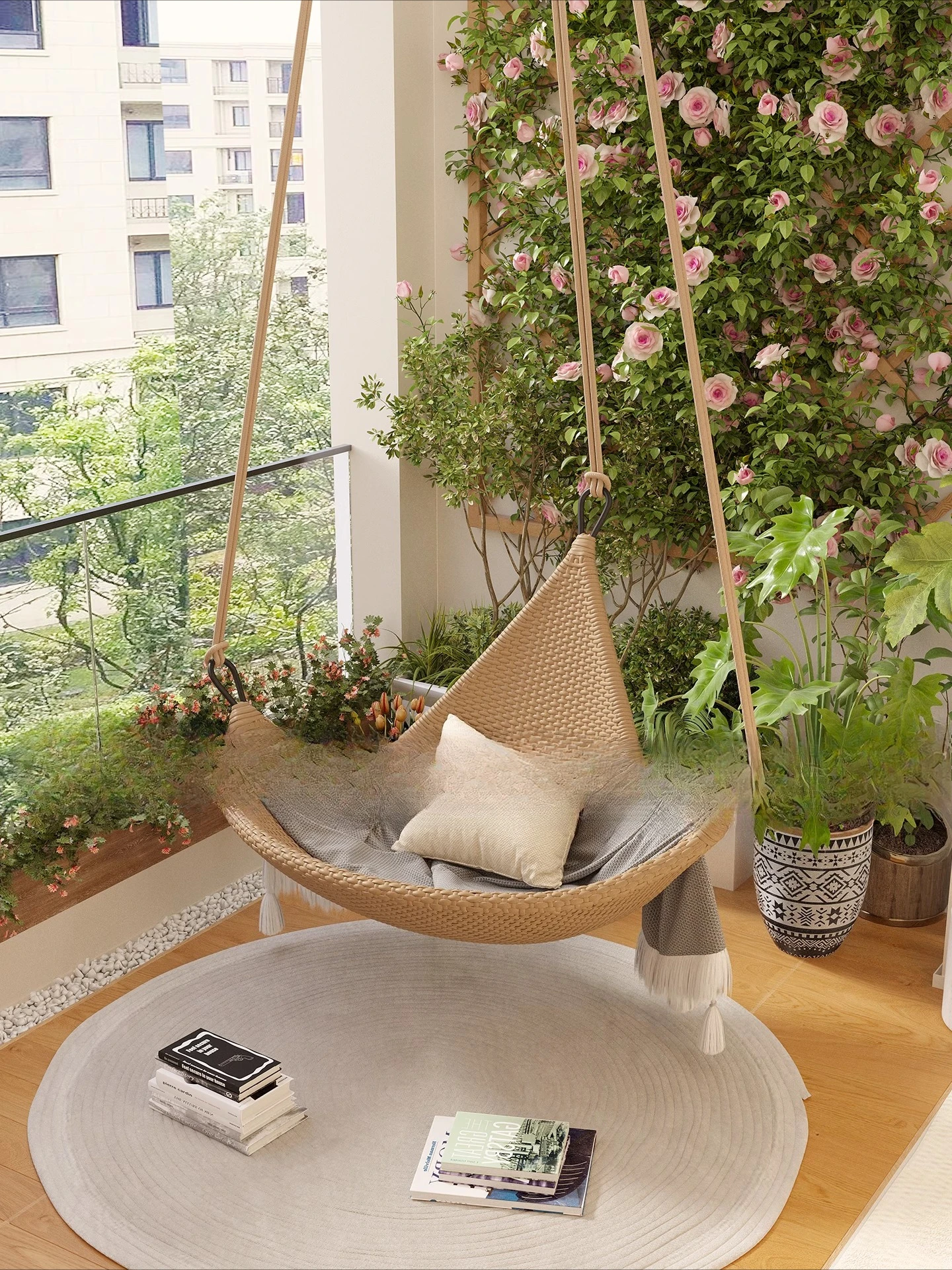 Hanging Chair Cradle Hanging Chair Indoor Swing Lazy Home Balcony Hammock Bedroom Internet celebrity Home Hanging Orchid Rattan