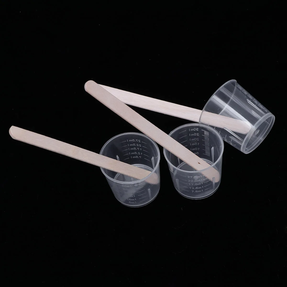 

100pcs 30Ml Transparent Plastic Measuring Cups With Wooden Stir Sticks Mixing Set For Liquid Powder Epoxy Diy Crafts