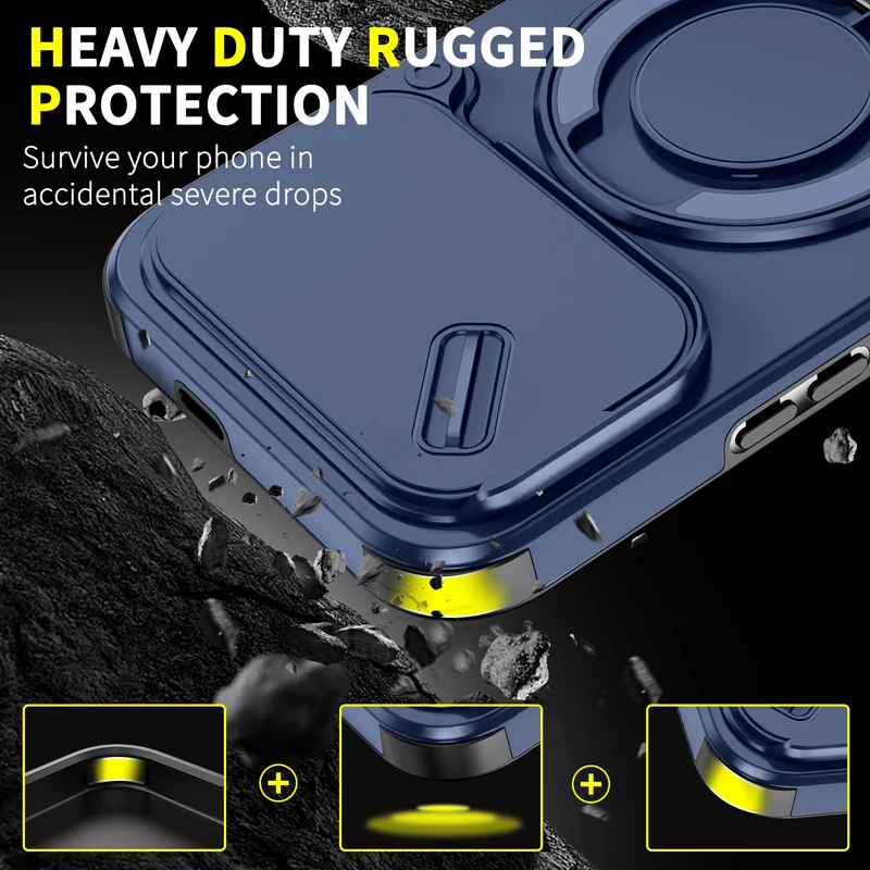 For Xiaomi POCO F8 Ultra,F8 Pro Magnetic Case ELVEV Hard PC Sliding Window Rotating Stand Phone Cover