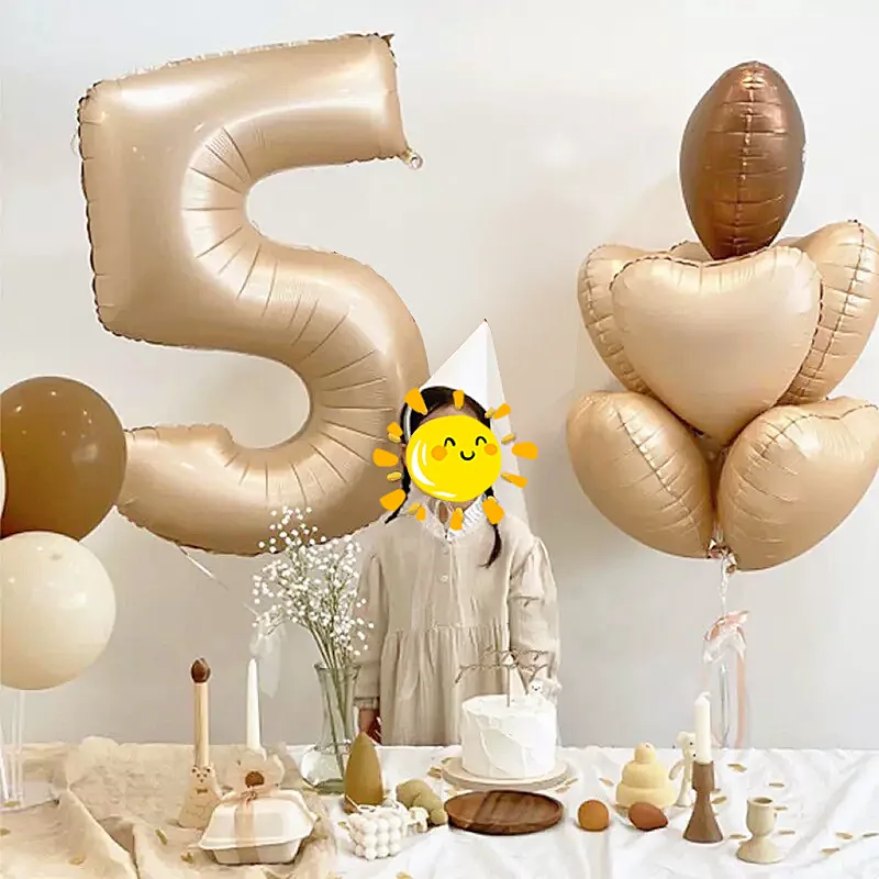 40Inch Cream Color Number Balloons 1-9 Large Digital Foil Helium Ball Girl Kids Adult Happy Birthday Party Decoration Wedding