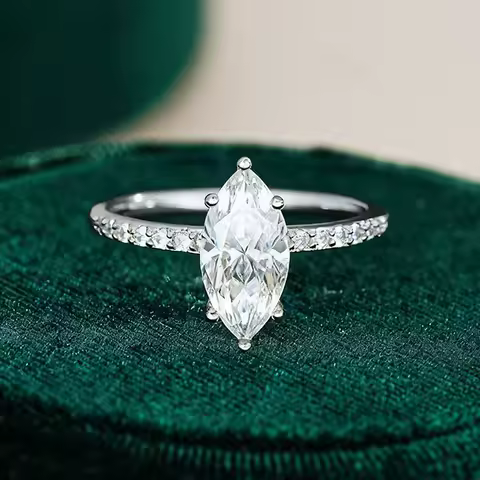 KNB 2ct Real Moissanite Diamond Marquise Ring for Women 925 Sterling Silver Anniversary Party High Quality Fine Luxury Jewelry