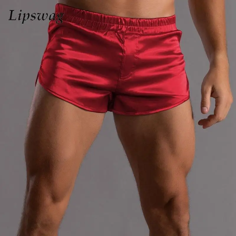 Underwear Bottom Shorts For Men Homewear Silk Satin Biefs Comfort Breathable Soft Short Pant Mens Solid Color Pajamas Sexy Bief