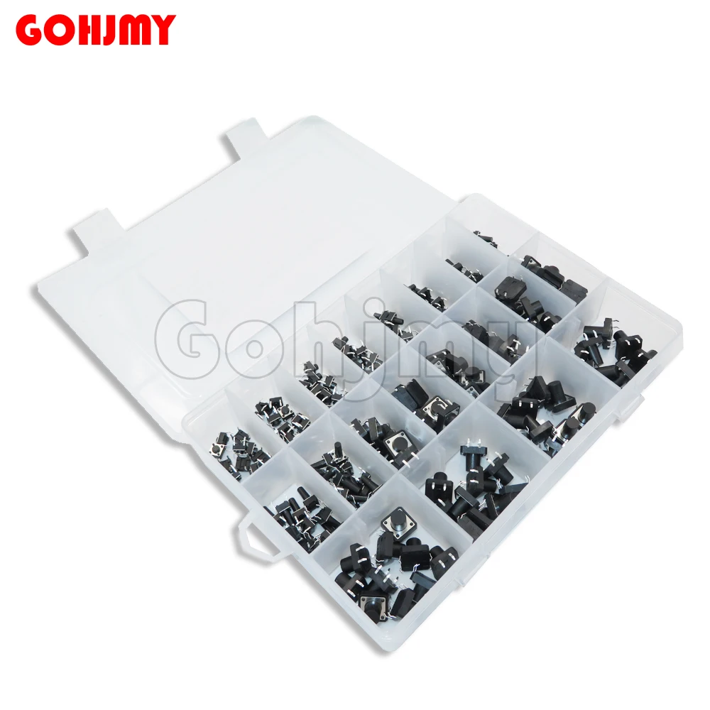 250PCS 20value 6x6mm / 12x12mm 4-foot Micro Switch key switch light touch switch button switch Self-reset DIP Switches