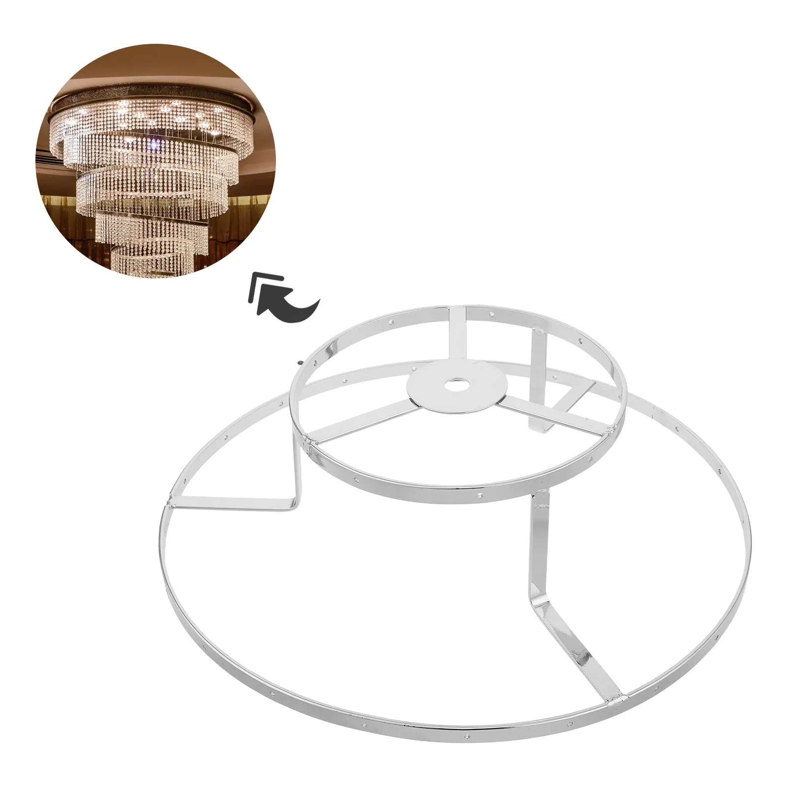 Double Layer Round Wire Lampshade Frame 26Cm Metal Lamp Shade Holder Iron Wire Cage for DIY Pendant Light Lamp Repair Parts