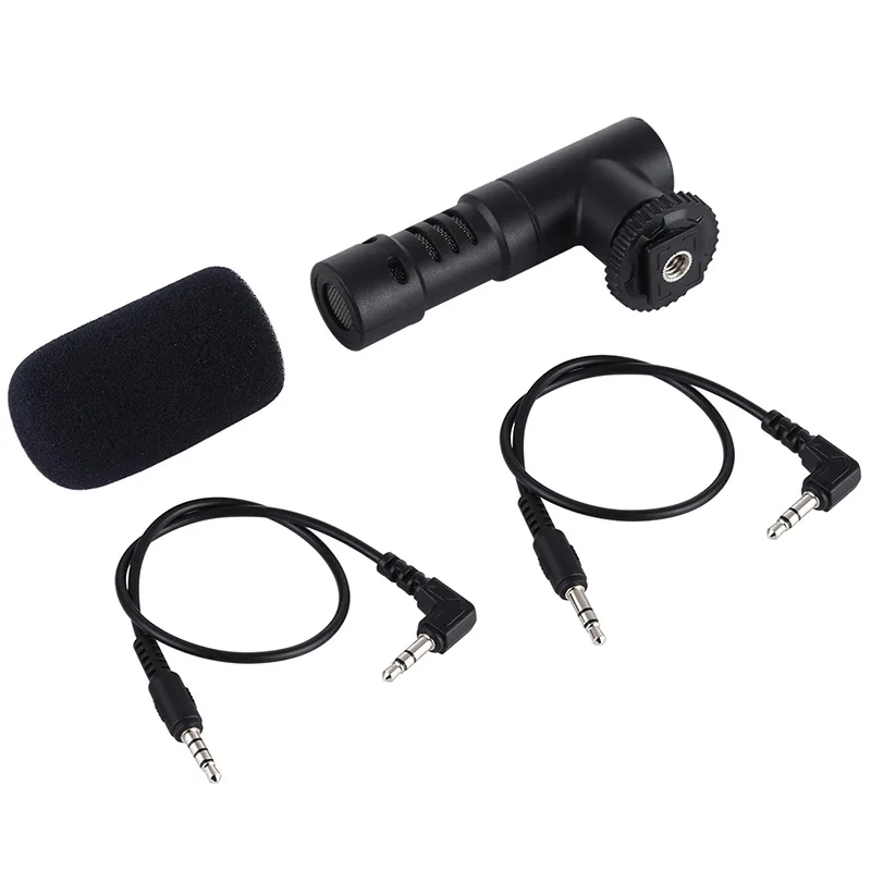 PULUZ mikrofon wawancara profesional, 3.5mm Mic Audio Stereo rekaman Vlog untuk ponsel pintar DSLR & DV Camcorder