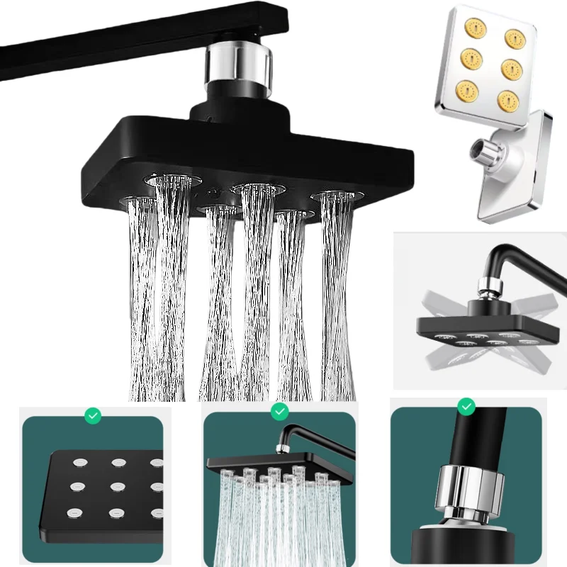 

Universal Shower Head 360° Swivel Water Saving Shower Head Pressurized Anti-blocking Rainfall Showerhead Bathroom Accessories