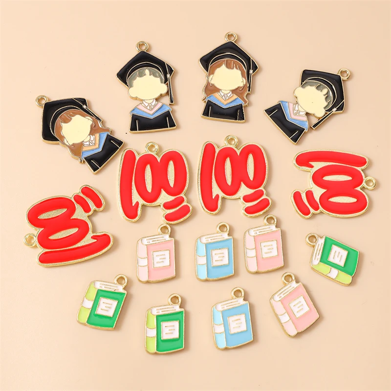 20pcs Cute Enamel Graduation Book Score Charms Pendants for Jewelry Making Necklaces Earrings Bracelets DIY Crafts Accessories