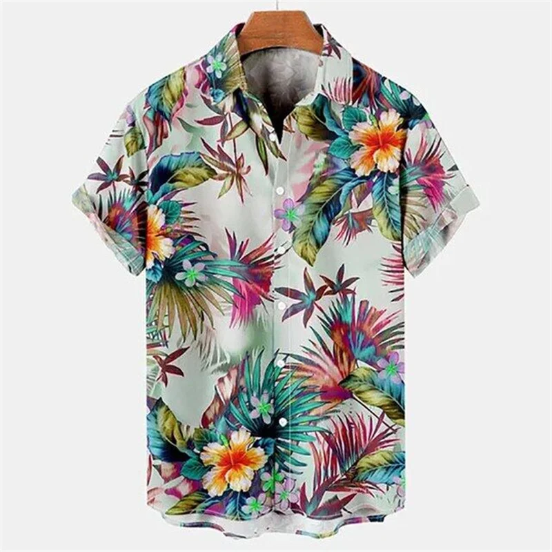 3D Coconut Tree Leaf Printed Shirt For Men Tropic Hawaiian Shirt Summer Cool Short Sleeves Oversized Tops Women Blouse Clothing