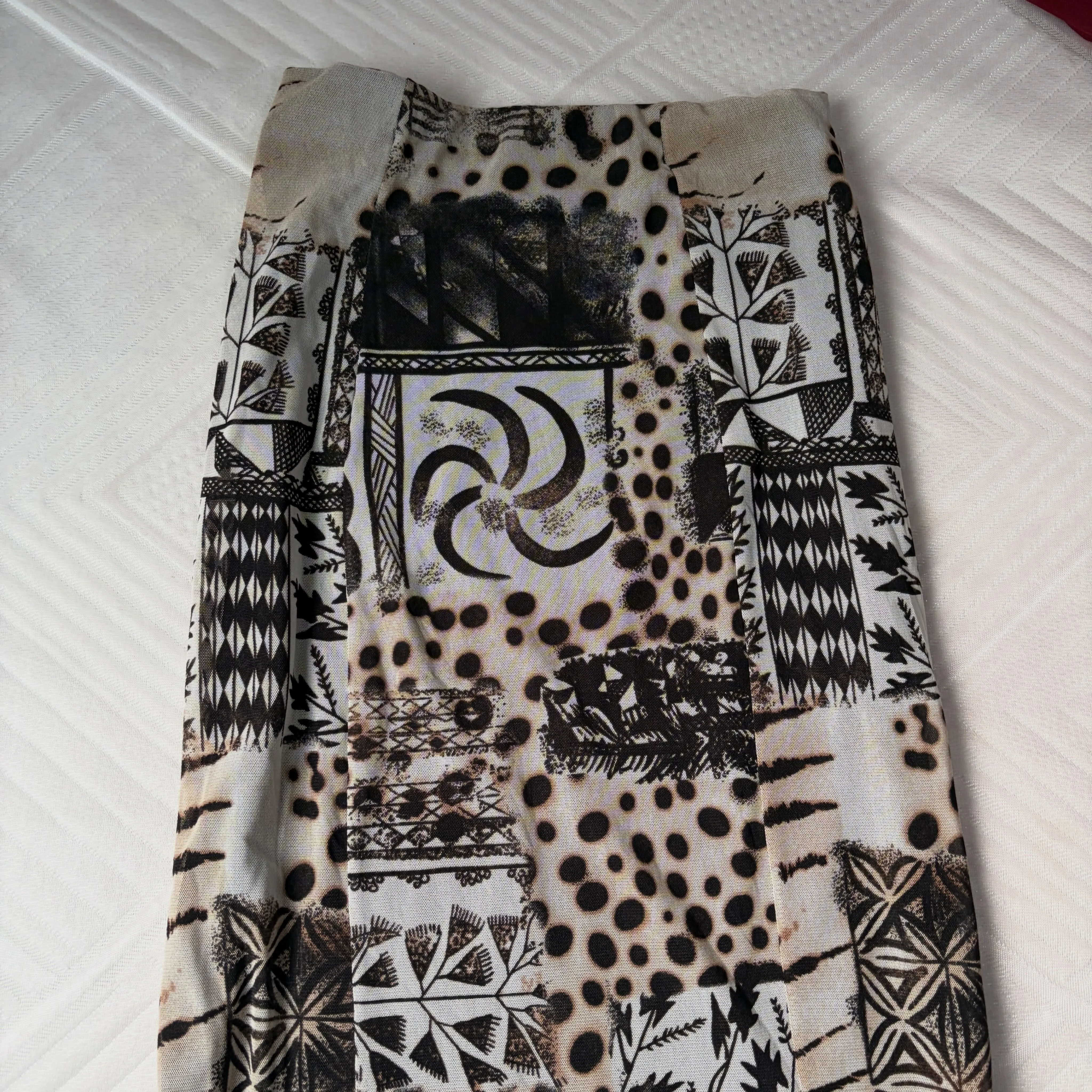 Grunge Alt Women Ethnic Patchwork Leopard Print Skirt Mesh Mermaid Hem Y2K Vintage Boho Aesthetic Long Midi Skirt