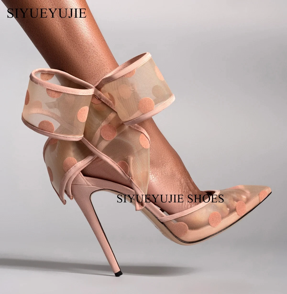 2024 New Spring Breathable Air Mesh Flat Shoes Pointed Toe Buckle Strap Bow Pumps Fashion Casual high heels Women Shoes 43