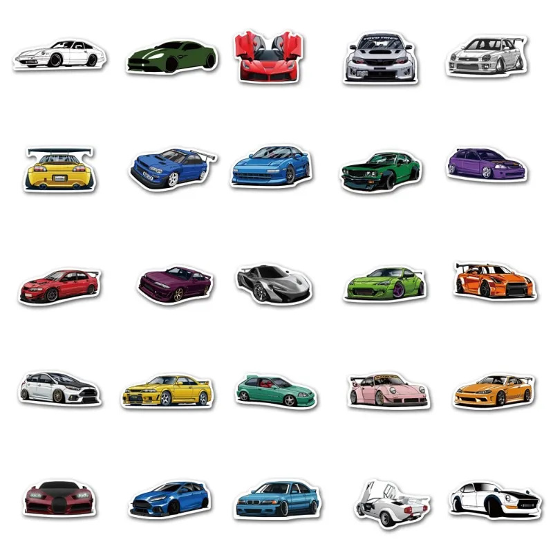 50 Car Pattern Graffiti Graffiti Stickers Cartoon JDM Car Trunk Skateboard Guitar Computer Sticker