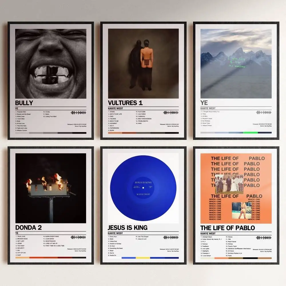 Kanye West Ye Bully Poster Album Art Cover Songs Music Rap Wall Waterproof Paper Sticker For Living Room Home Decor