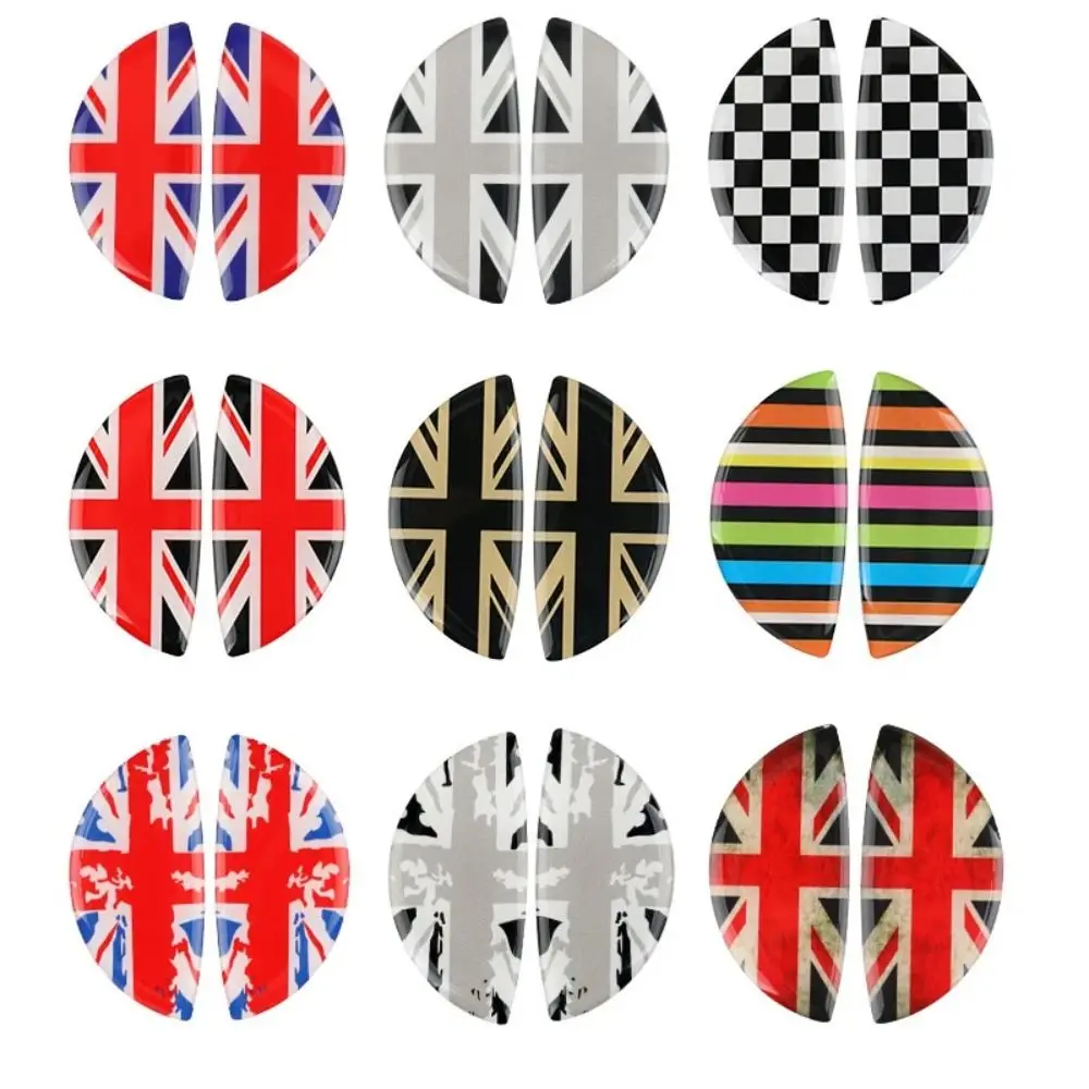 2PCS Car Door Handles Sticker National Flag Pattern Round Stereo Protective Sticker for BMW MINI Car Door Handles Decoration