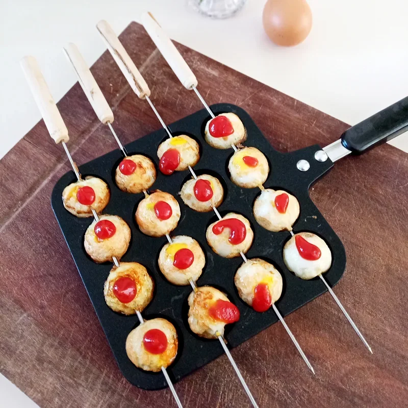 16Holes Non-Stick Takoyaki Grill Aluminum Alloy Pan Cooking Grill Baking Pan Octopus Ball Baking Tray Cake Plate Meatball Cooker