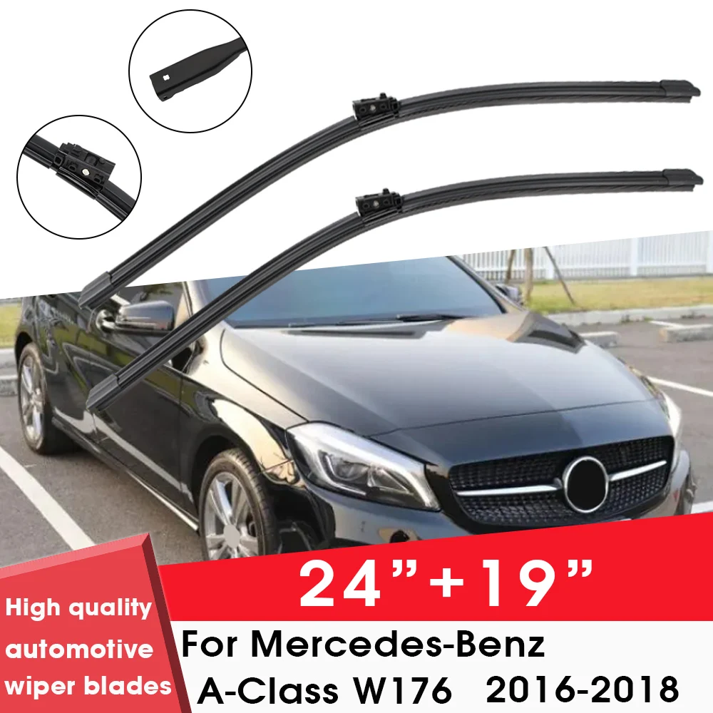 

Car Wiper Blade For Mercedes-Benz A-Class W176 2016-2018 24"+ 19" Windshield Windscreen Clean Naturl Rubber Car Accessories