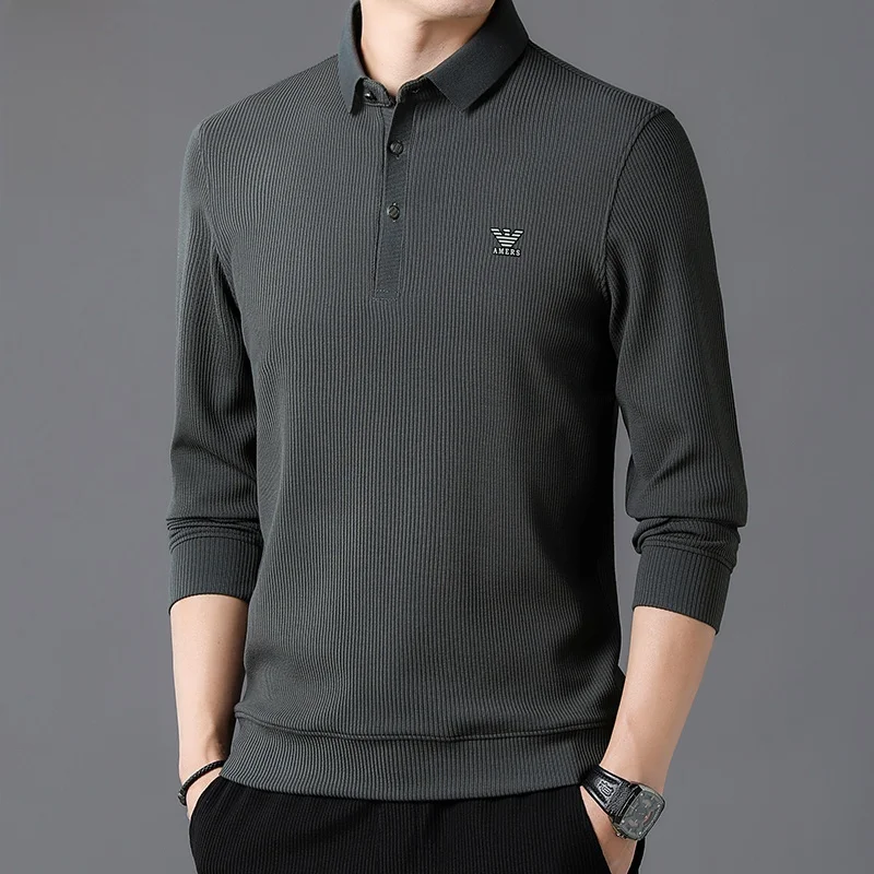 

Long Sve irt Men's Slim Fit Simple Base irt Sweatirt Autumn Season Faionable Youth Polyester Blend