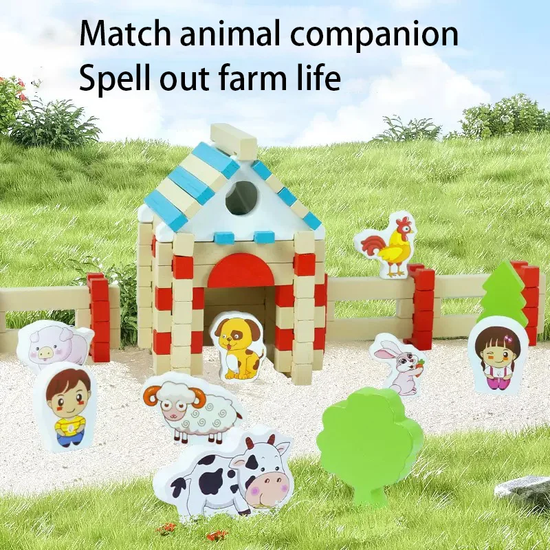 Set di blocchi di costruzione in legno per bambini fai-da-te - Giocattolo interattivo educativo per assemblaggio di strutture di piccolo architetto per bambini