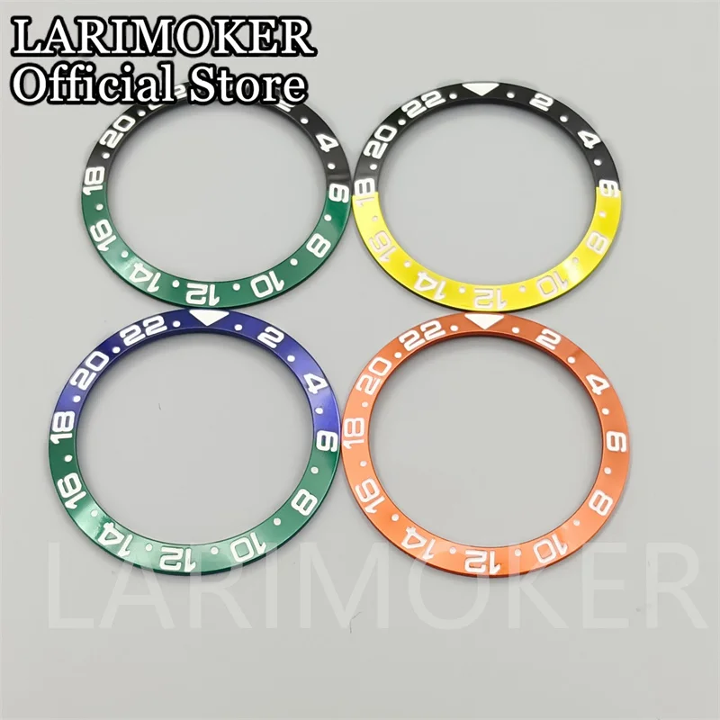 LARIMOKER 38mm high quality allo watch  bezel 24Hours Dual-Time ring Insert fits for 40mm 41mm  watch case