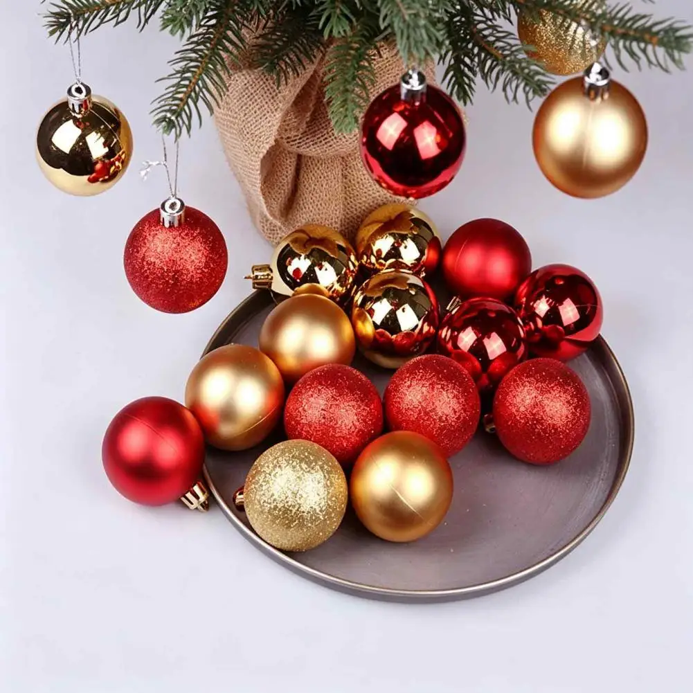 Decorative Window Hanging Ornaments 24 Pcs Mini Christmas Ball Ornaments Shatterproof Plastic Hanging Decorations for Holiday