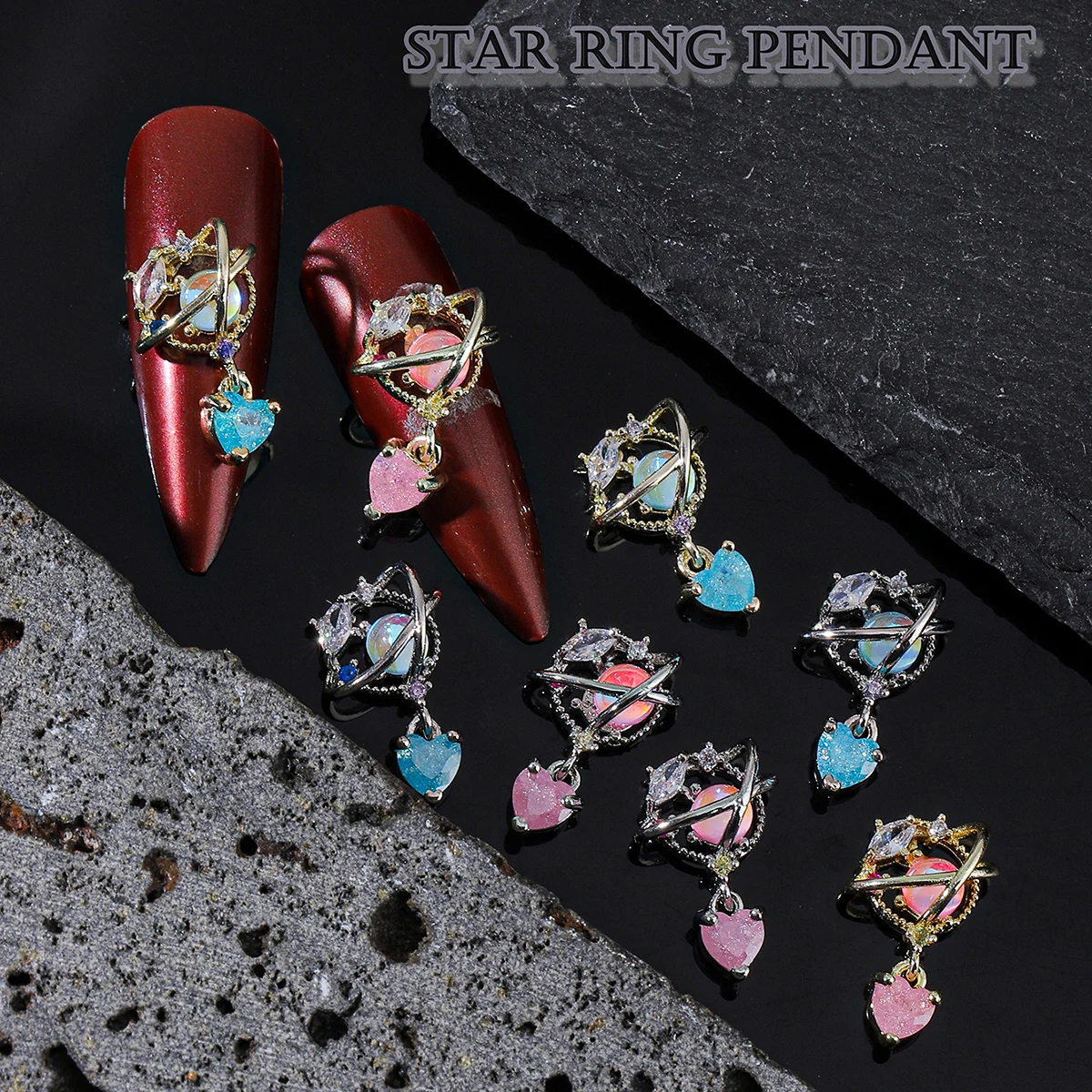 Micro embutidos zircão ornamentos, oco fora planeta pingente, luxo leve, Ins vento, diamante de metal, 4pcs