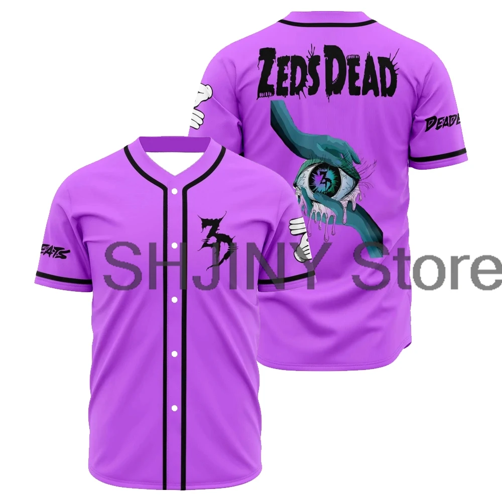 Zeds Dead Jac Purple Jersey Baseball Jacket Shirts Short Sleeve Button-up Tee Women Men Streetwear Fashion Clothes