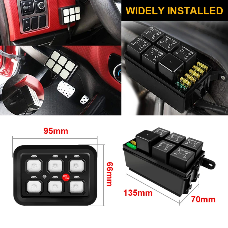 Universal Car LED Light 6 Gang Switch Panel ON OFF Fused Control Power System Electronic Relay System for Jeep Wrangler UTV Boat