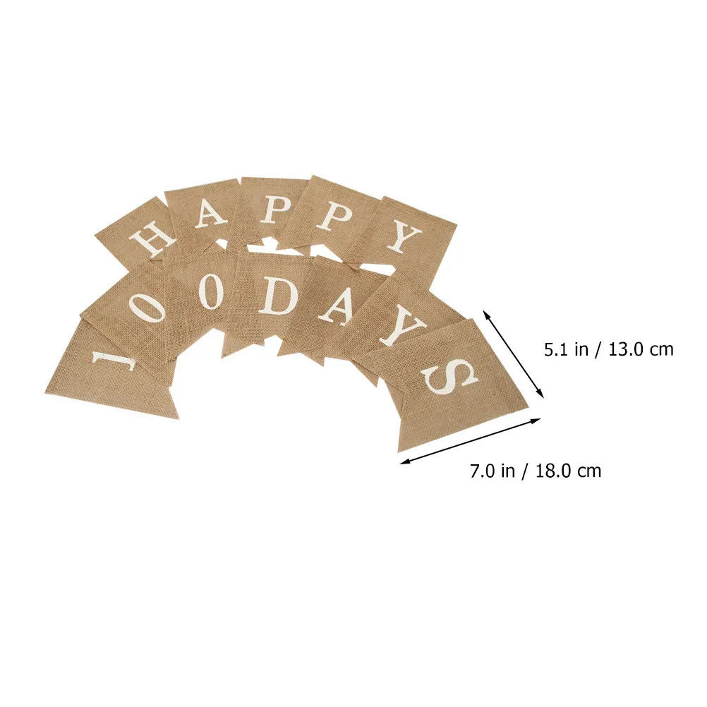 1Set Linen Baby 100 Days Banner Happy 100Th Day Party Hanging Flag Kids Birthday Decoration Reusable Party Supplies