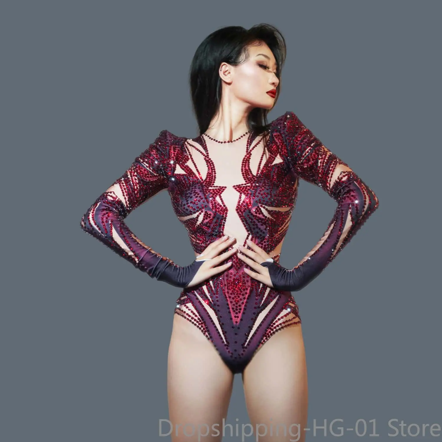 

Luxury Diamonds Bodysuit Women Stretch Sparkly Rhinestones Performance Outfit Nightclub Stage Dancer Singer Costume Kejihong