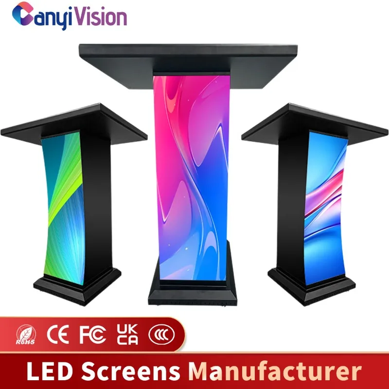 Custom Mobile LED Podium Screen, Full Color Display for Conference, Exhibition and Stage Presentation