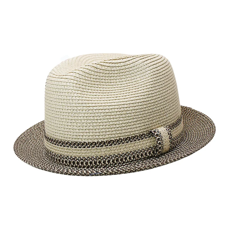 New Patchwork Decorative Unisex Jazz Hat, Popular In Europe And America, Paper Braid Mixed Color Straw Hat For Sun Protection