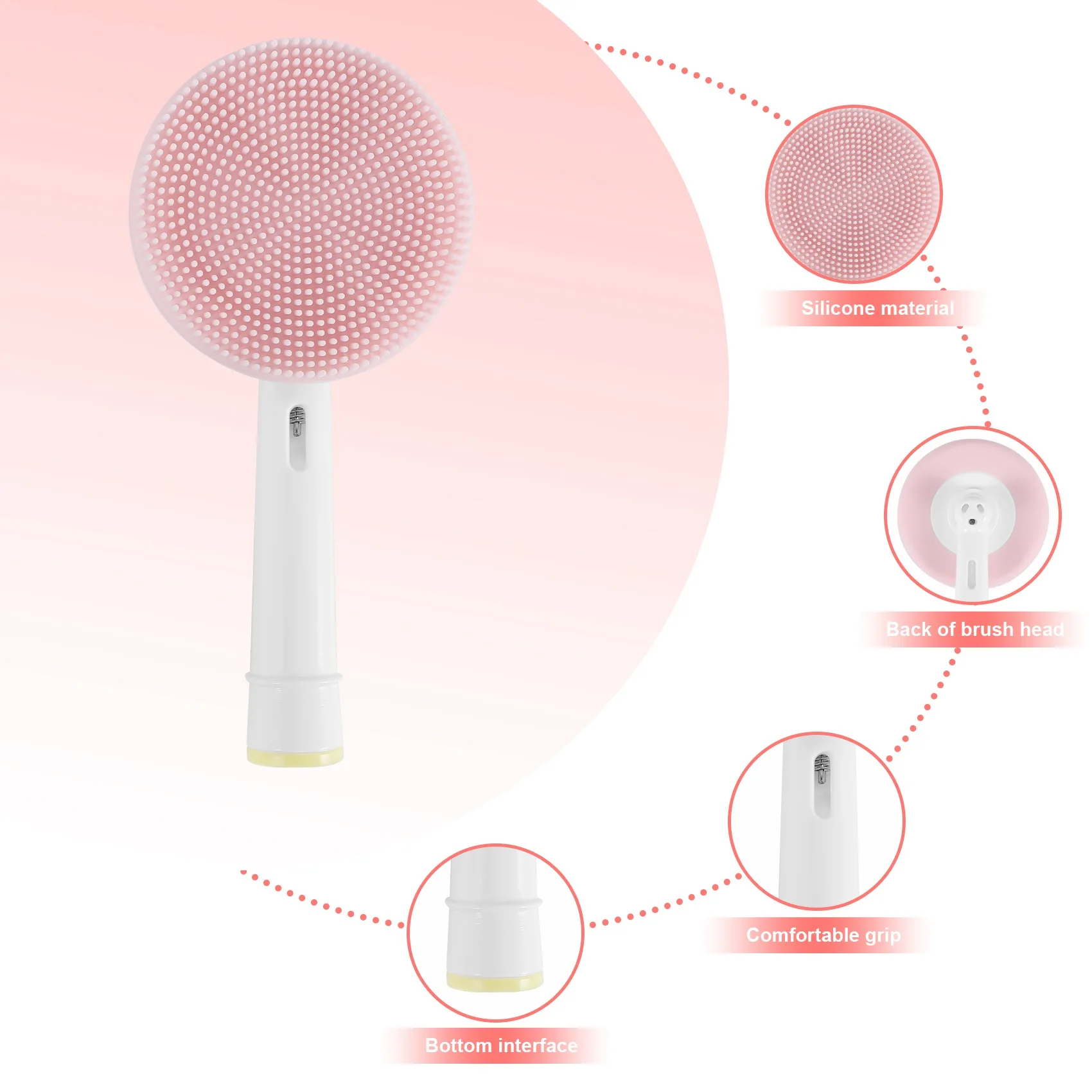 Suitable for Oral-B Electric Toothbrush, Electric Cleansing Brush Head, Replacement Brush Head, Silicone Pink
