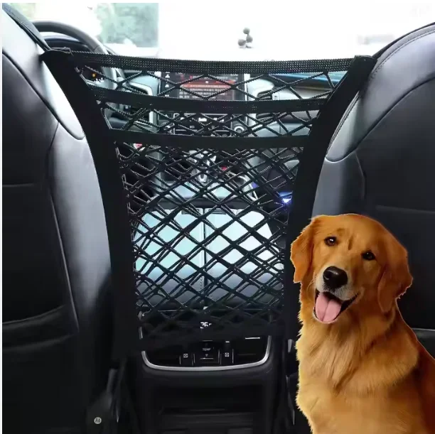 Car Storage Mesh Bag Seat Room Car Divider Pet Barrier Stretchable Elastic Mesh Bag Organizer Auto Parts