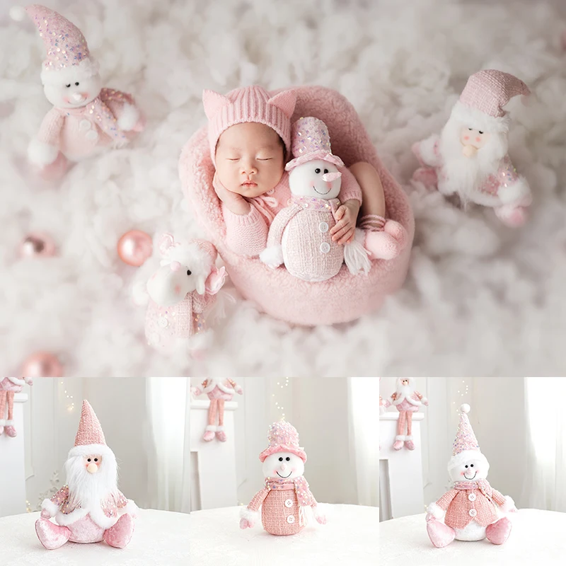 Christmas Snowman Doll Newborn Photography Props Baby Posing Elk Doll Christmas Snowman Decoration Accessory Photo Prop For Kids