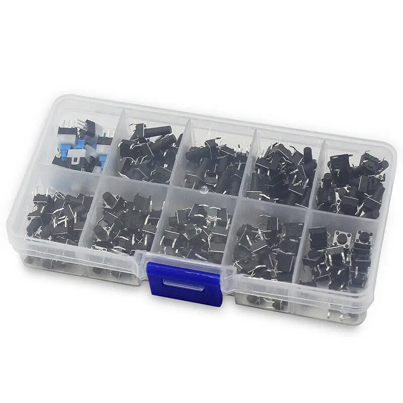 180 Pcs 10 Values Tactile Push Button Switch Mini Momentary Tact Assorted