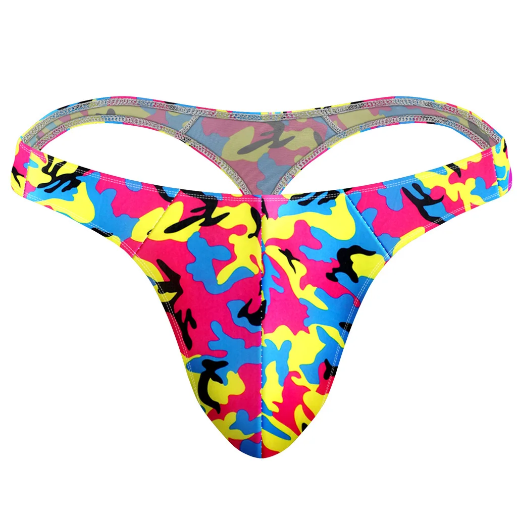Men's Colorful Polka Dot Thong, Low-Rise Bikini T-Back Underwear, Sexy Multi-Color Dots Print G-String Panties