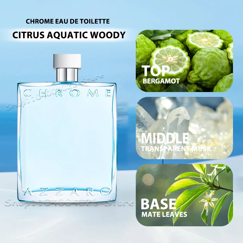 Azzaro Chrome Eau de Toilette 200ML Fragancia de cítricos frescos para hombres con sándalo de bergamota Perfecto para uso diario y primavera/verano