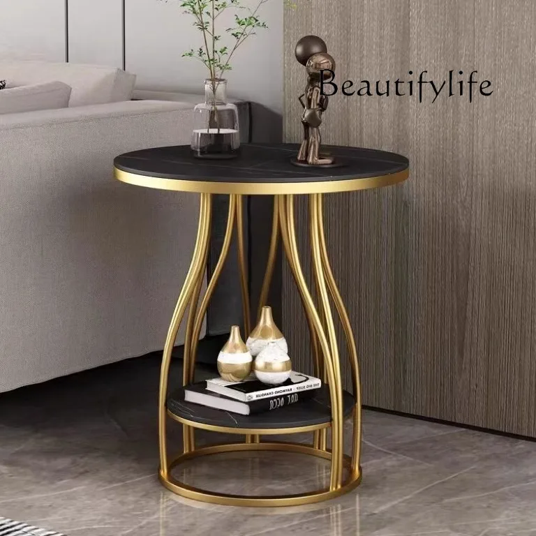 Balcony round table light luxury rock slab Nordic living room sofa bedside cabinet creative bedroom