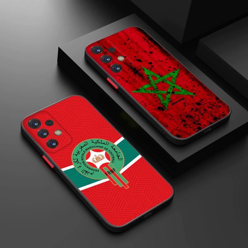 Art Morocco Flag Phone Case For Samsung S24 S23 S22 S21 S20 FE S10 S9 Plus Ultra Pro 5G Frosted Translucent Matter Cover