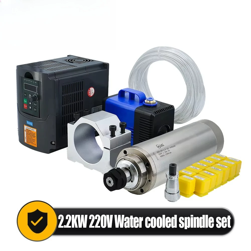 CNC Router Parts 2.2kw ER20 Water Cooled Spindle Motor Kit 24000rpm High Accuracy 220V/380V 4 Bearings Spindle