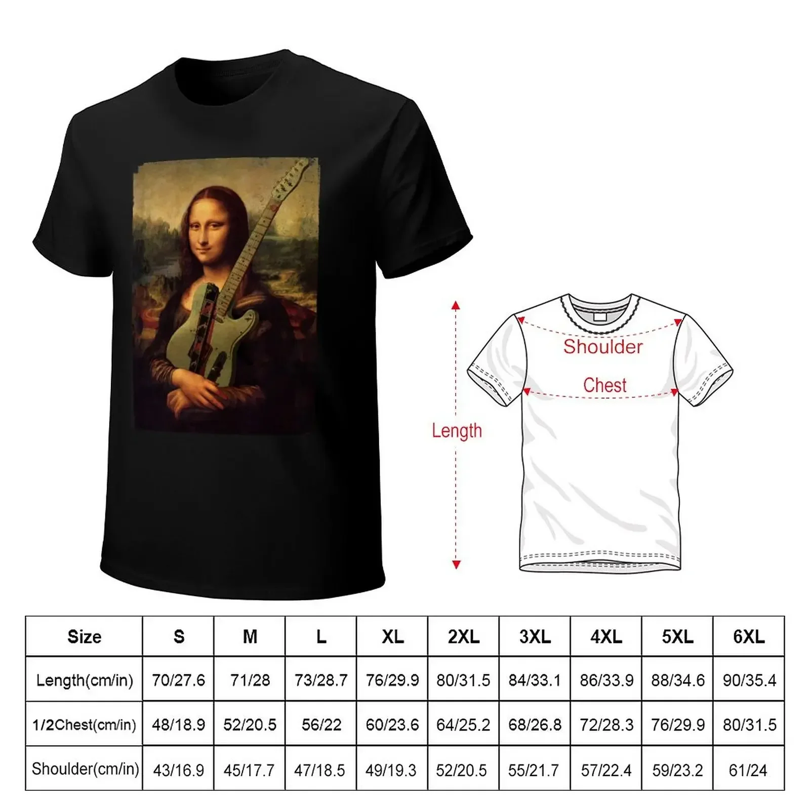 Mona Lisa with guitar, girl with vintage telecaster, guitar lover gift T-Shirt quick drying oversized t shirt tee shirts for men