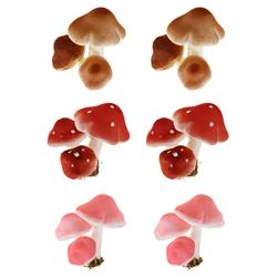 6Pcs Red White Spots Chocolate Pink Artificial Mushrooms Desktop nament Micro Landscape Decoration Miniature Garden Prop Mini