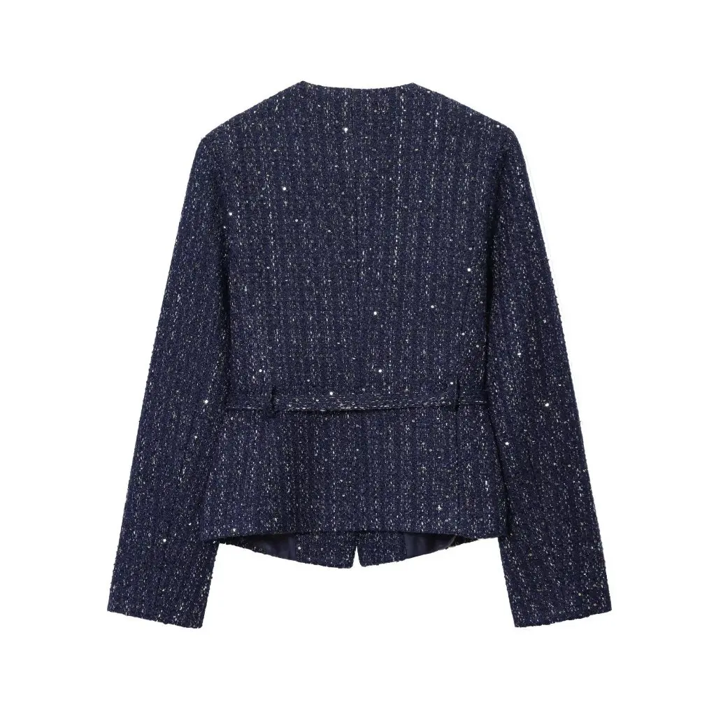 

Fashionable Chunky Shiny Sequin Waist-Cinching Slimming Women's Outerwear Autumn New Style European And American Style Top