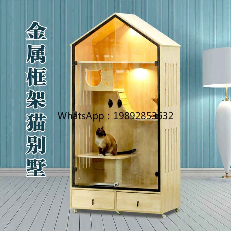 LYY Cat Villa Solid Wood Display Cat Cabinet Breeding  House Cat Cage Large and Small Double Layer Three Layer Indoor