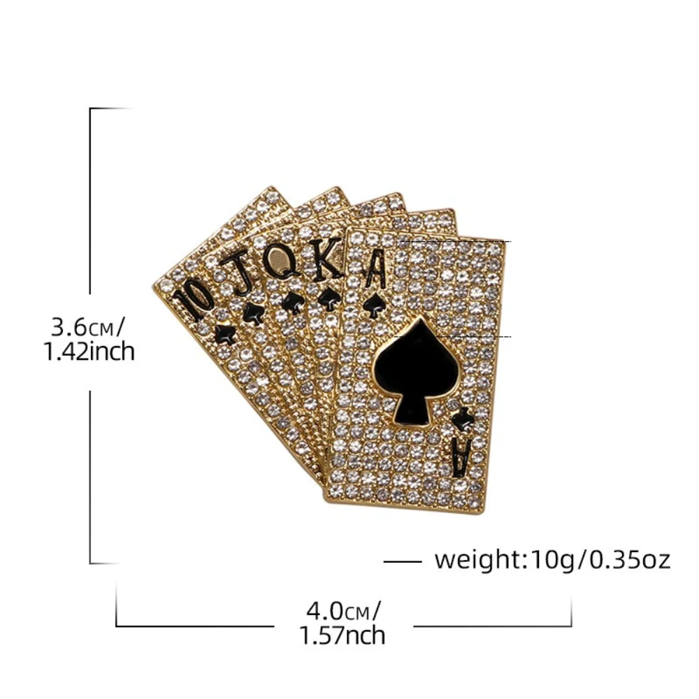 Spades A Poker Badge Gold and Silver Dual Tone Diamond Face Brooch Personalized Bag Clothing Gorgeous Decoration Pin