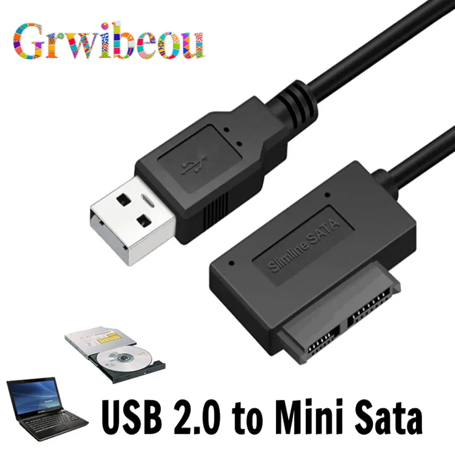 USB 2.0 to Mini SATA II 7+6 Cable Cable Convertidor Adaptador Laptop 13 Pin Adapter CD/DVD-ROM Converter Thin Hard Drive Caddy