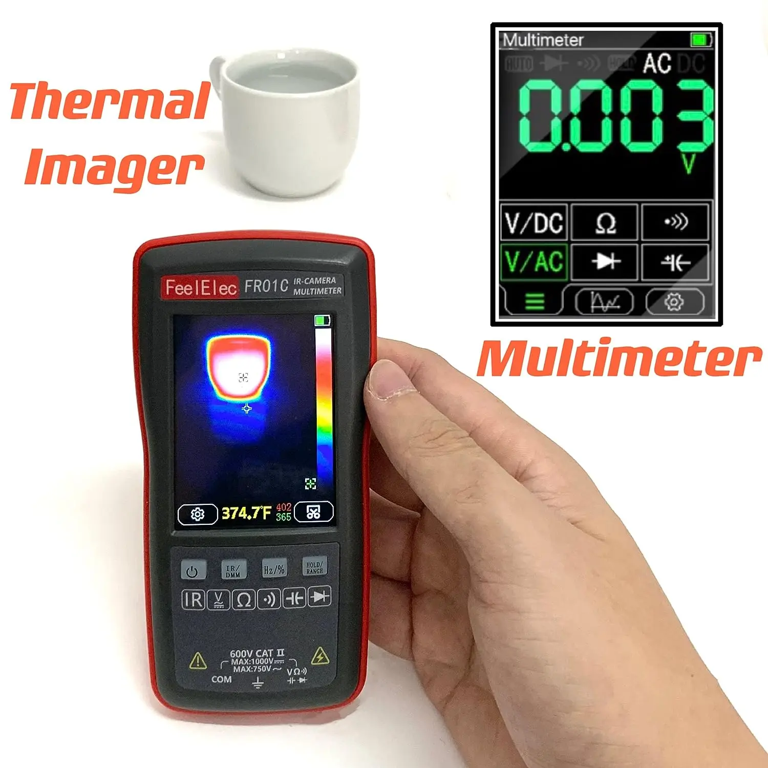 FR01 FR01A FR01B FR01C Thermal Imaging Multimeter IR-Camera DC AC Voltage Current Capacity Diode Profession Digital Thermography