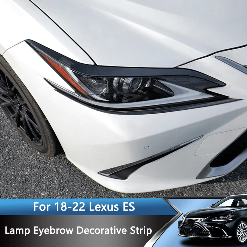 

QHCP Headlight Eyebrow Strips Stainless Steel Head Light Lamp Up Lower Lamp Eyebrow Trims Sticker For Lexus ES 18-22 Accessories