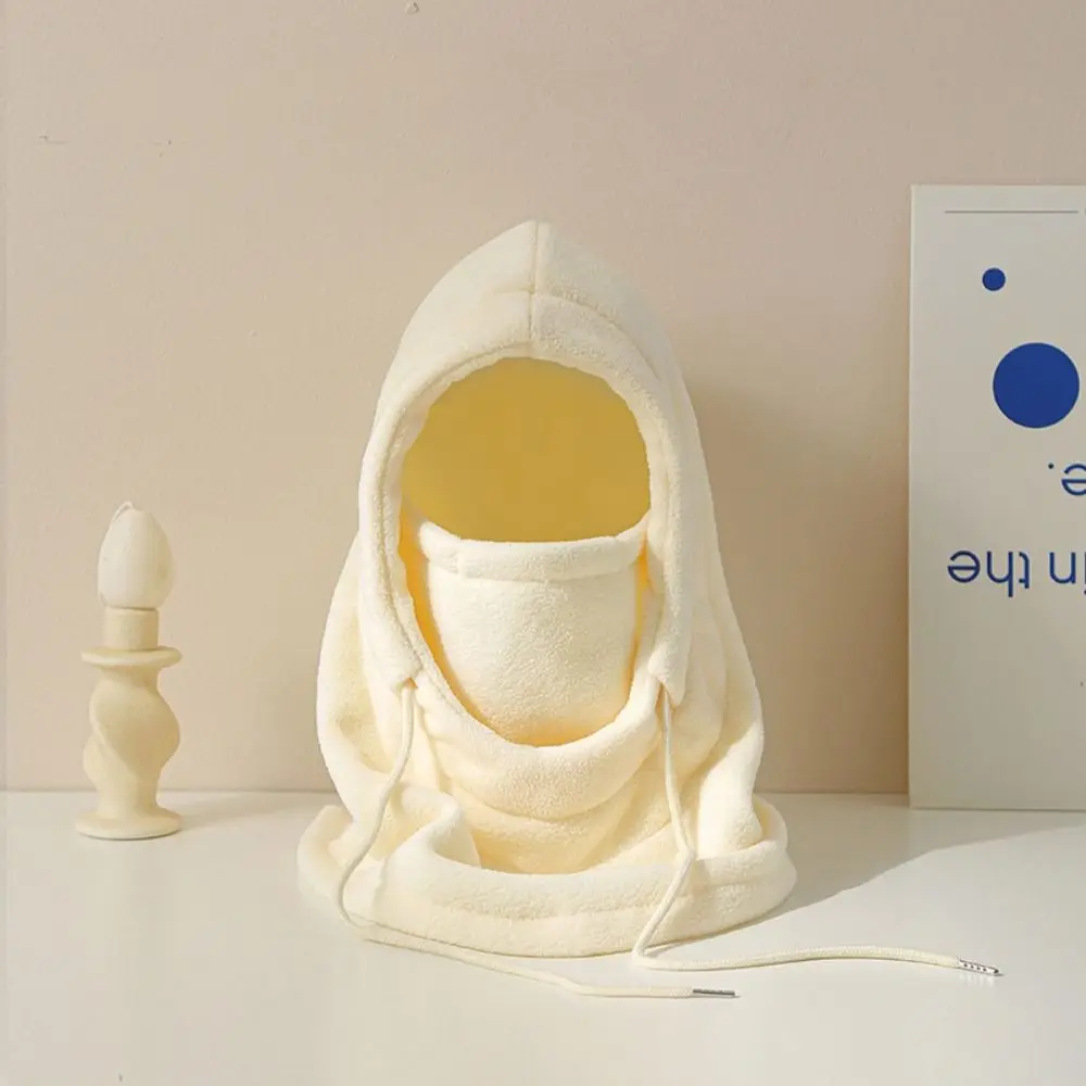 

Soft Drawstring Winter Cycling Headgear Windproof Thickened Pullover Cap Solid Color Adjustable Helmet Hat Outdoor