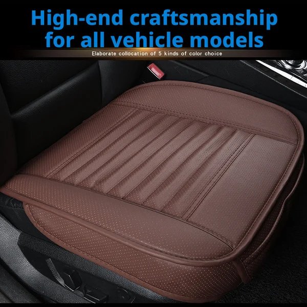 Universal Bamboo Charcoal Leather Car Seat Cushion Full Set All Season Seat Pads Backrest Free Auto Interior Accessories